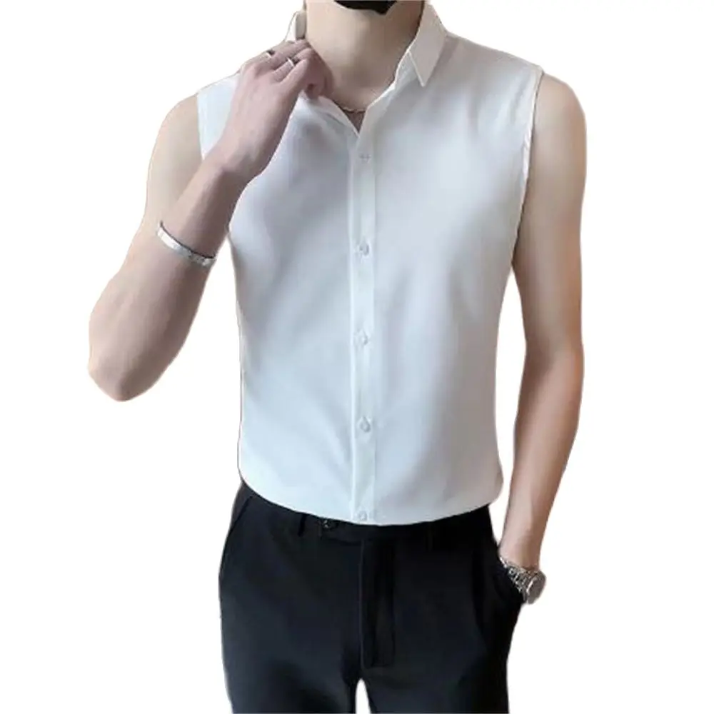 

Summer Sleeveless Shirts Men Fashion 2024 Slim Fit Mens Casual Blouse Comfortable All Match Thin Men Shirt Dress Slim Tops Ins