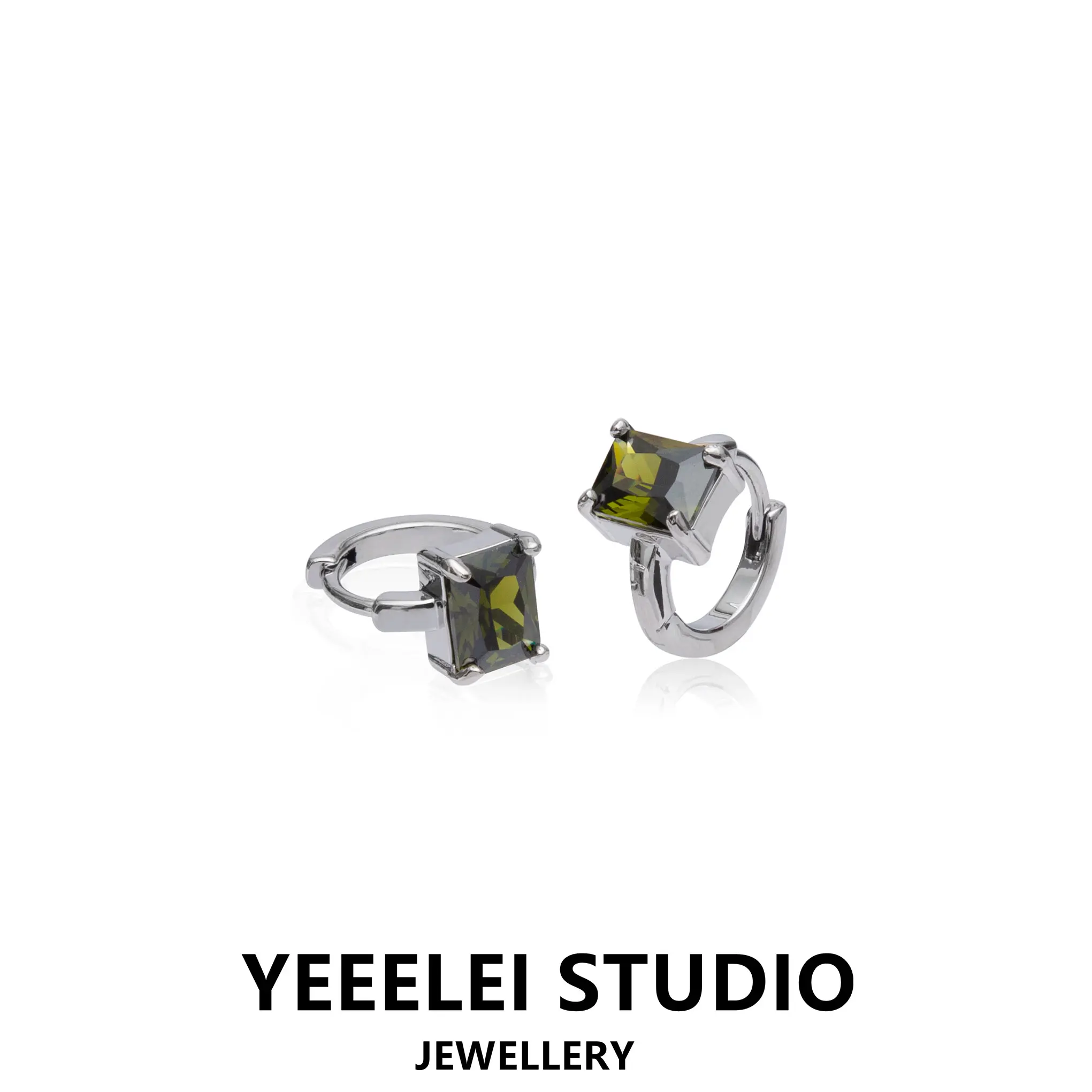 

YEELEI Original Design Olive Green Zirconia White Gold Earrings with Aesthetic Texture Autumn Earrings
