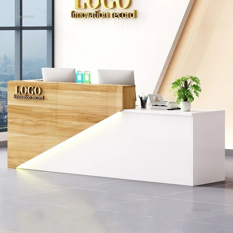 Modern Commercial Reception Desk Office Furniture Front Desks Small Shop Beauty Salon Counter Simple Bar Table Cashier u