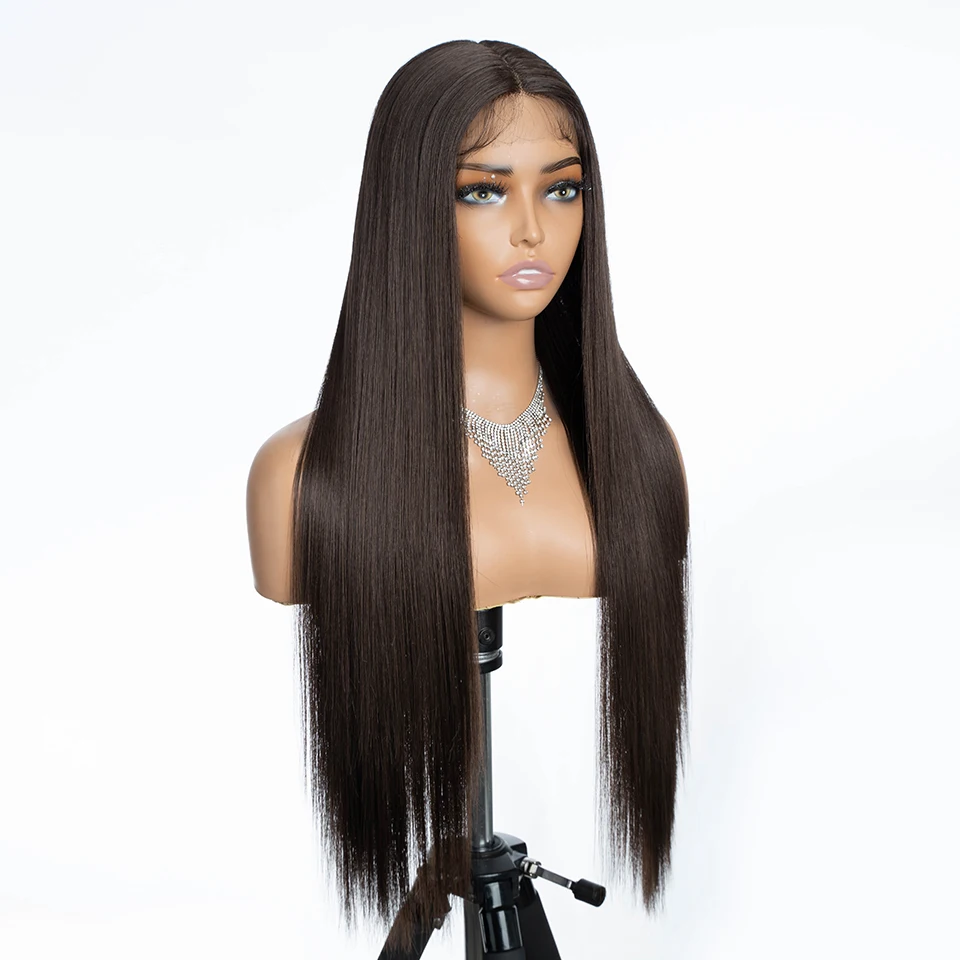 Lace Front Wig Synthetic Wigs Womens Synthetic Wigs 30 inches Long Straight Middle Part for Black Women