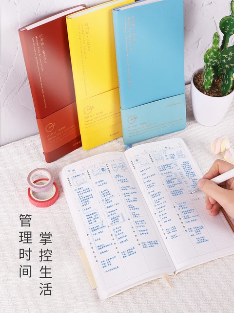 Kinbor Weekly Planner Notebook UnDated Agenda Schedule Daily Monthly Journal Book Portable Record Diary Plan Notepad Stationery 3