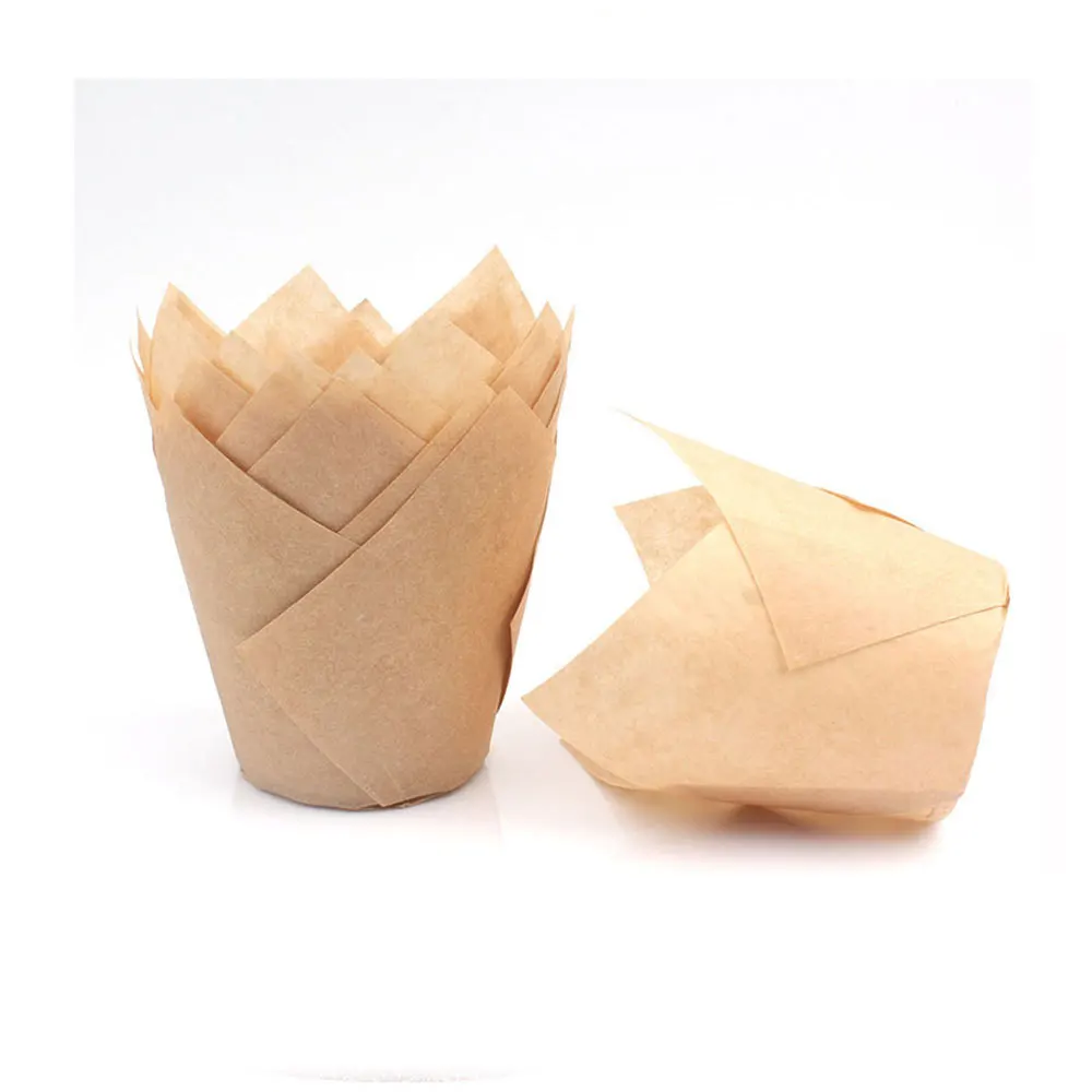 Cake Making Tools Cake Baking Tools Cake Mold Baking Paper 50pcs Tulip Muffins Baking Cups Tulip Muffin Cupcake Liner Paper Moulds Cake Wrapper Oilproof For Wedding Party