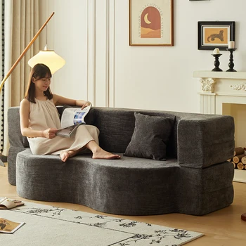 Antique Style Module Fabric Living Room Sofa Bed for Small Spaces Home Dual-Purpose Washable, Folding 2-in-1 Floor Bedroom Sofa