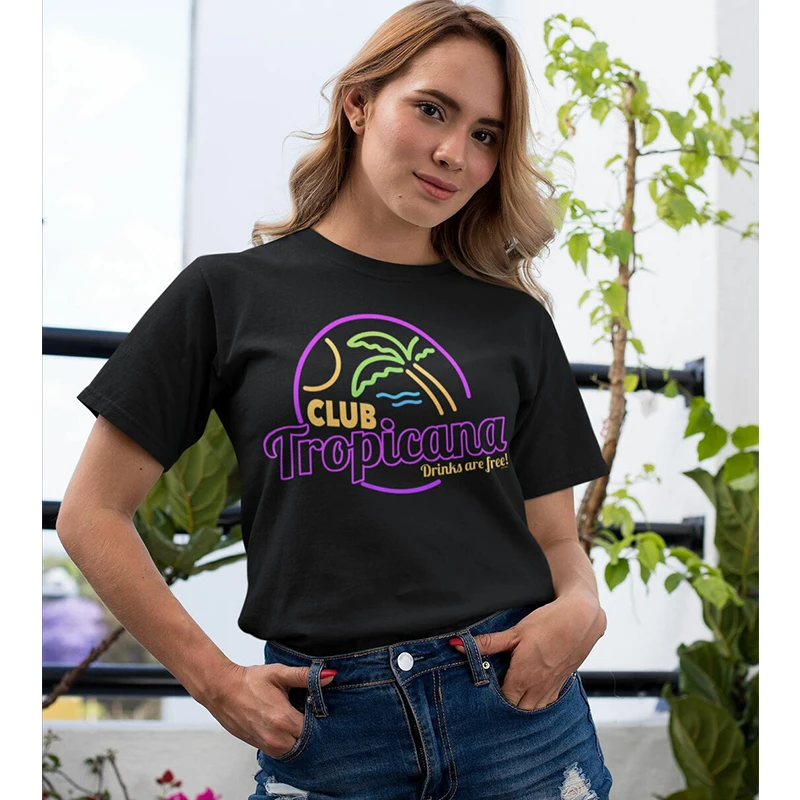 

Club Tropicana Cotton T-shirt Singer Band Graphic Black Tops Music Album Summer Short Sleeve Tee Fantastic Men Women Streetwear
