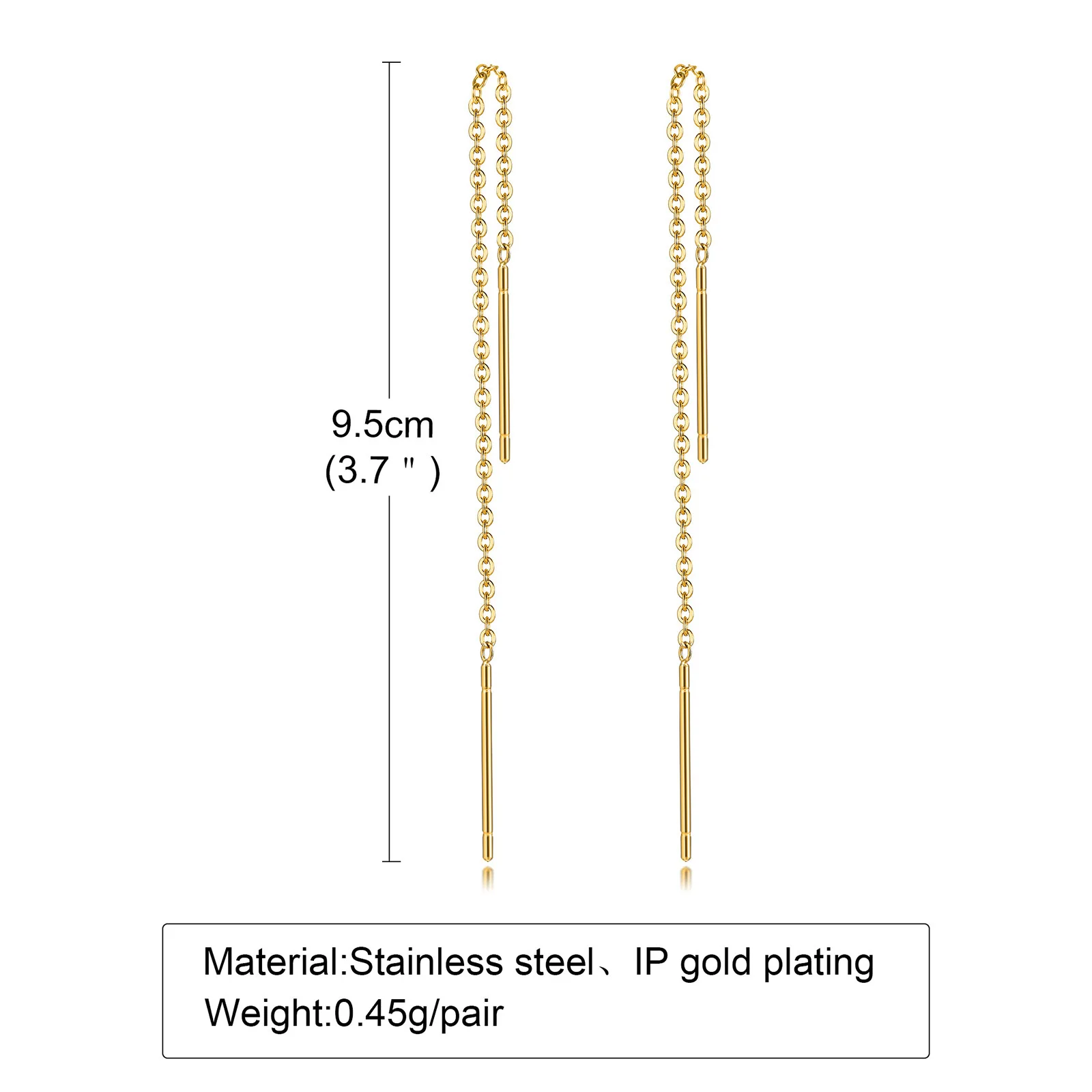 Vnox Delicate Japan Korean Long Tassel Linear Chain Earrings for Women, Stainless Steel Ear Line Threader Dangle Earring 6
