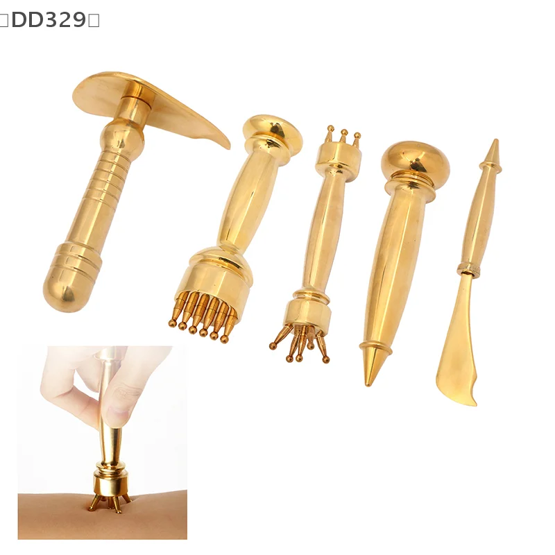 〔DD329〕Pure Copper Meridian Massage Stick Trigger Point Body Massager Brass Meridian Scraping Board Muscle Acupoint Pres Pen