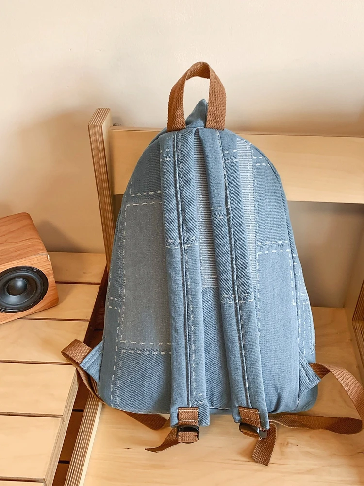 New Women Denim Vintage College Backpack Lady Leisure Retro