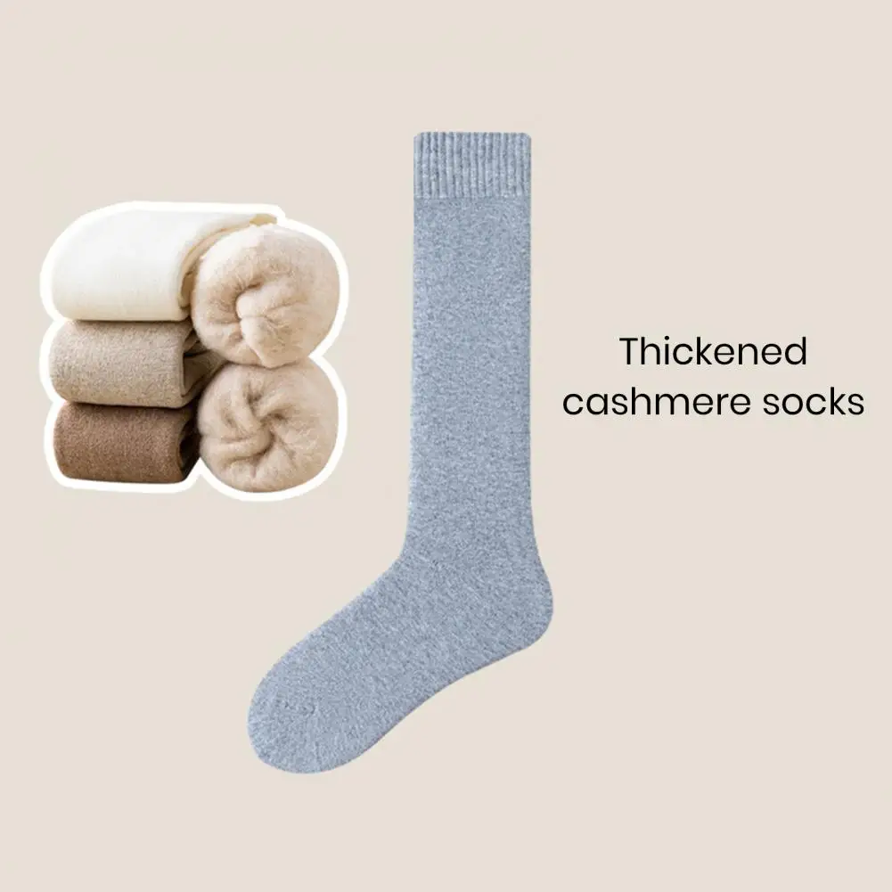 

Mid-calf Socks for Cold Weather Men's Warm Cashmere Calf Socks Cozy Breathable Knee Stockings for Winter Thickened for Autumn