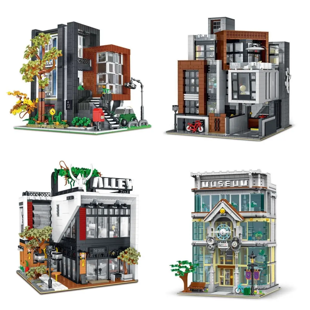 Современные виллы, музейные виллы MORK 10204-10208, винное вино, креативное украшение для улицы, строительные блоки, пластиковая игрушка, подарок для маленькой девочки