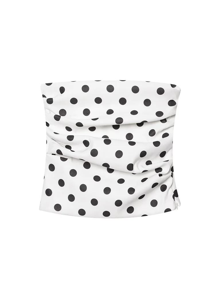 TFMLN Tube Tops For Women Clothes Polka Dot Print Off Shoulder Strapless Sleeveless Tank Top Fashion Slim Club Streetwear