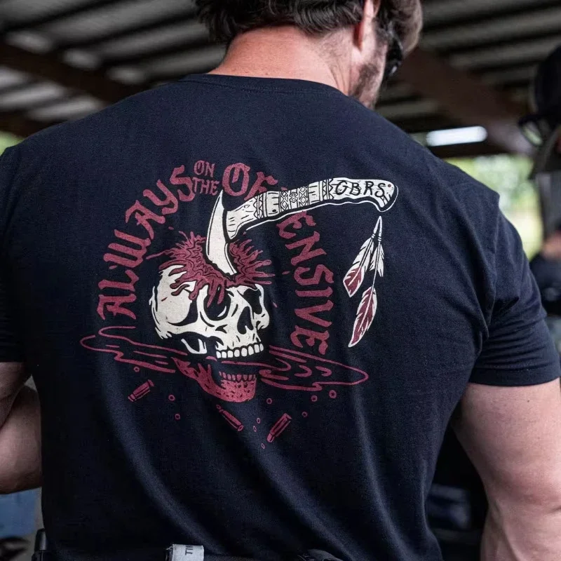 Outdoor-Sport, Kampftraining, kurzärmeliges bedrucktes Baumwoll-Top, Militär-Fan-T-Shirt, lässig, locker, geeignet für verschiedene Szenen