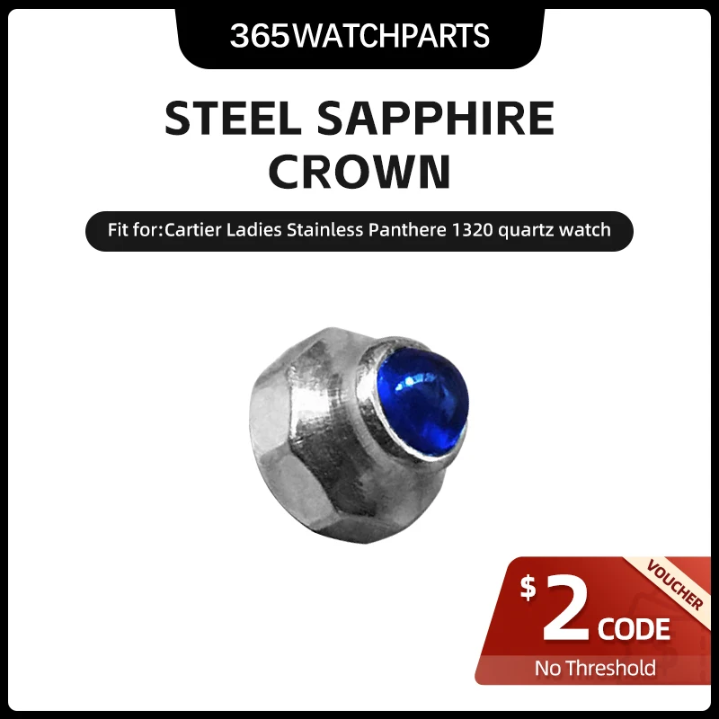 Impugnatura A Corona In Zaffiro Con Temporizzazione In Acciaio Solido Per Orologio Al Quarzo Cartier Ladies Stainless Panthere 1320