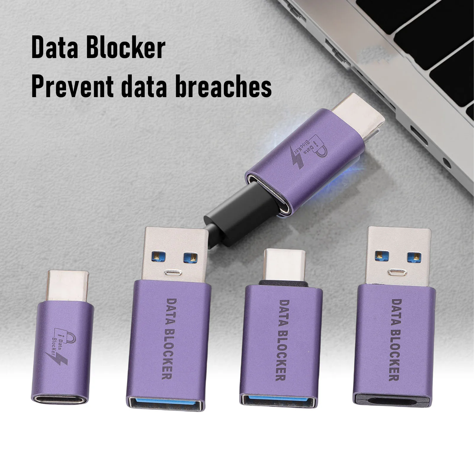 USB-A to USB-C Data Blocker - Secure Quick Charge Adapter