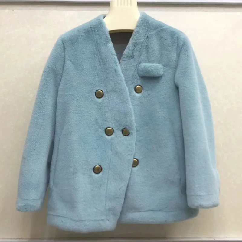 

Women's Clothing Double Breasted Thickened Faux Fur Coat Winter New 24