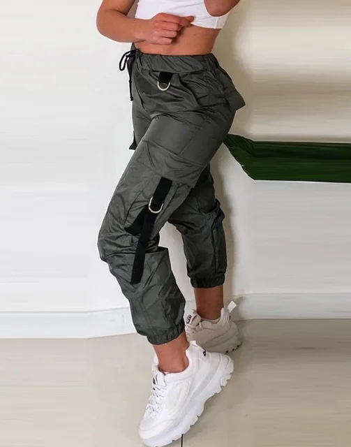 Women's Drawstring Pants with Patch Pockets