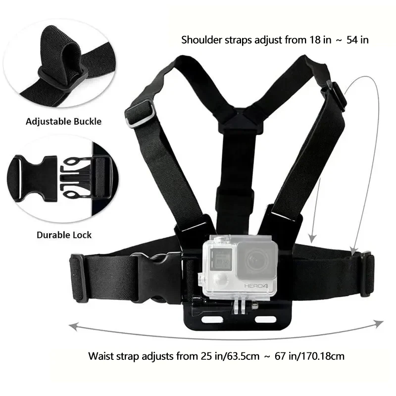 Accessories Kit Motorcycle Chest & Helmet Chin Strap for GoPro Hero 13 12 11 10 9 8 Insta360 SJCAM DJI Osmo Action Camera Phone