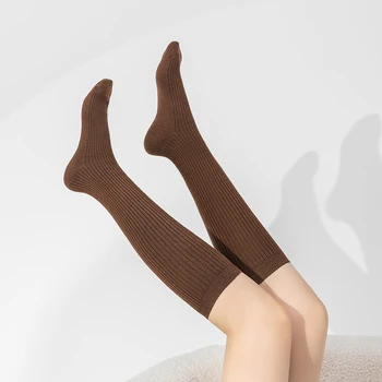 100% lana merino calze da donna moda tinta unita lavorato a maglia calzini in pile moda imbottito leggings caldi da donna nuovo 2025