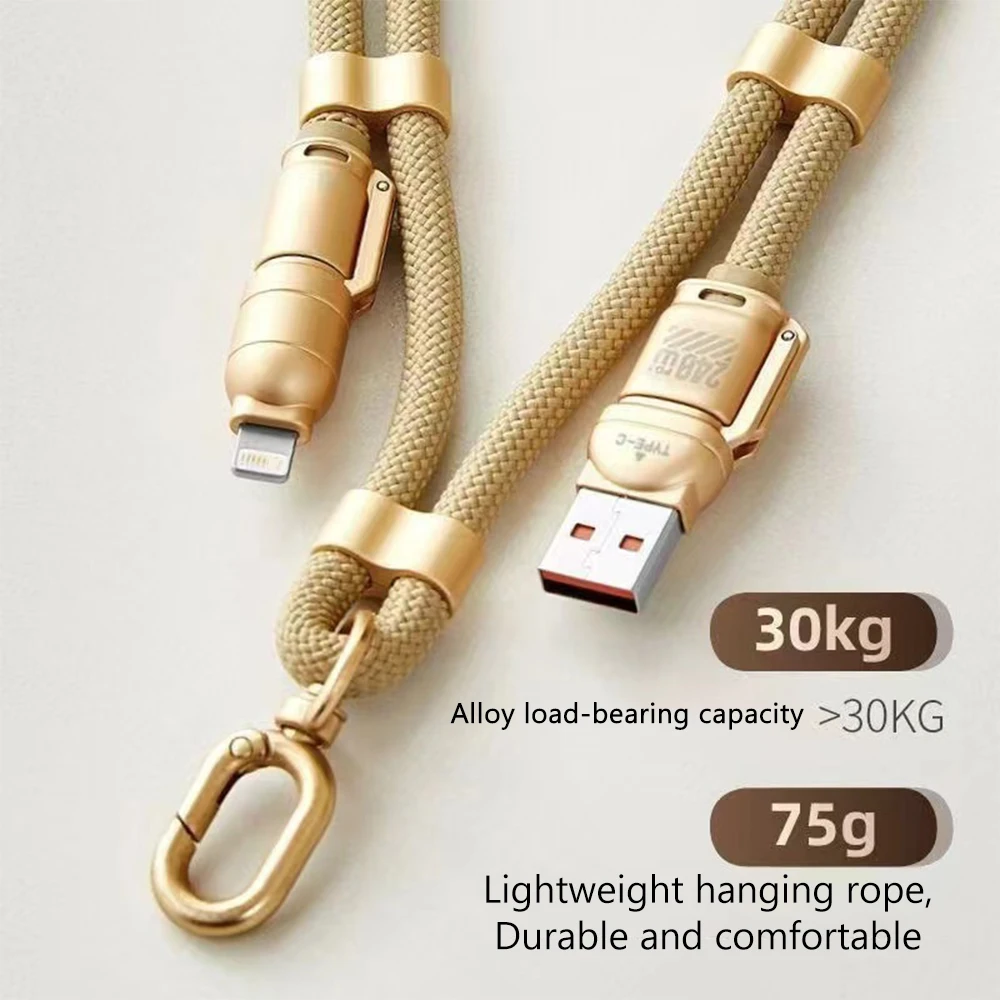 4 in 1 USB Type-C 240W Fast Charge Cable Type-C to Lightning Mobile Phone Lanyard PD27w Charging Cable for Xiaomi iPhone Oneplus BEST SELLERS 4 in 1 USB Type-C 240W Fast Charge Cable Type-C to Lightning Mobile Phone Lanyard PD27w Charging Cable for Xiaomi iPhone Oneplus BEST SELLERS