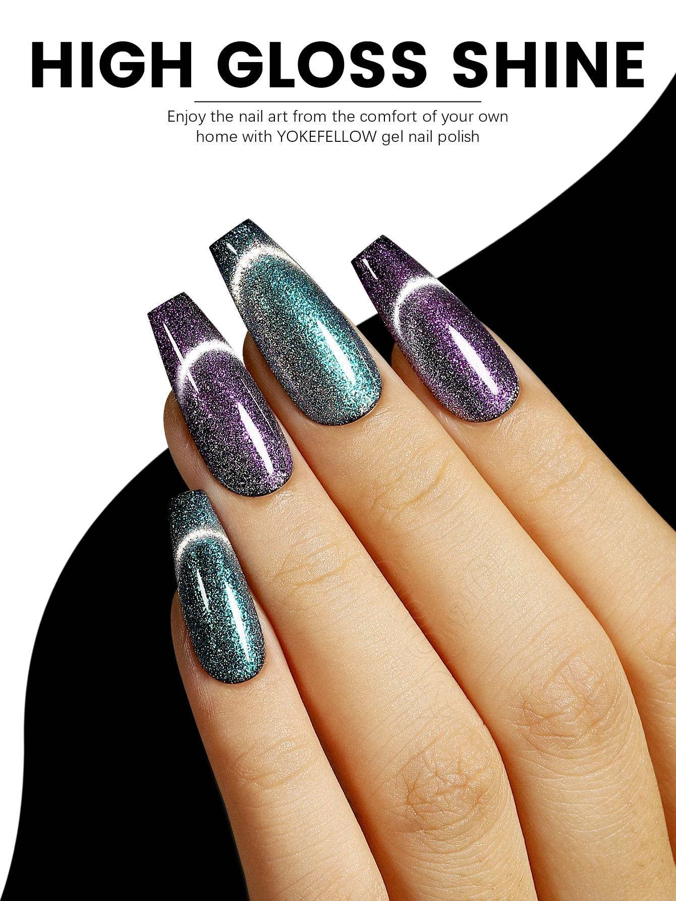 Description Picture 6 of itemYOKEFELLOW 10ml Green Blue Dream Cat Magnetic Gel Nail Polish Semi Permanent Soak Off UV LED Manicure For Nail Art Gel Varnish