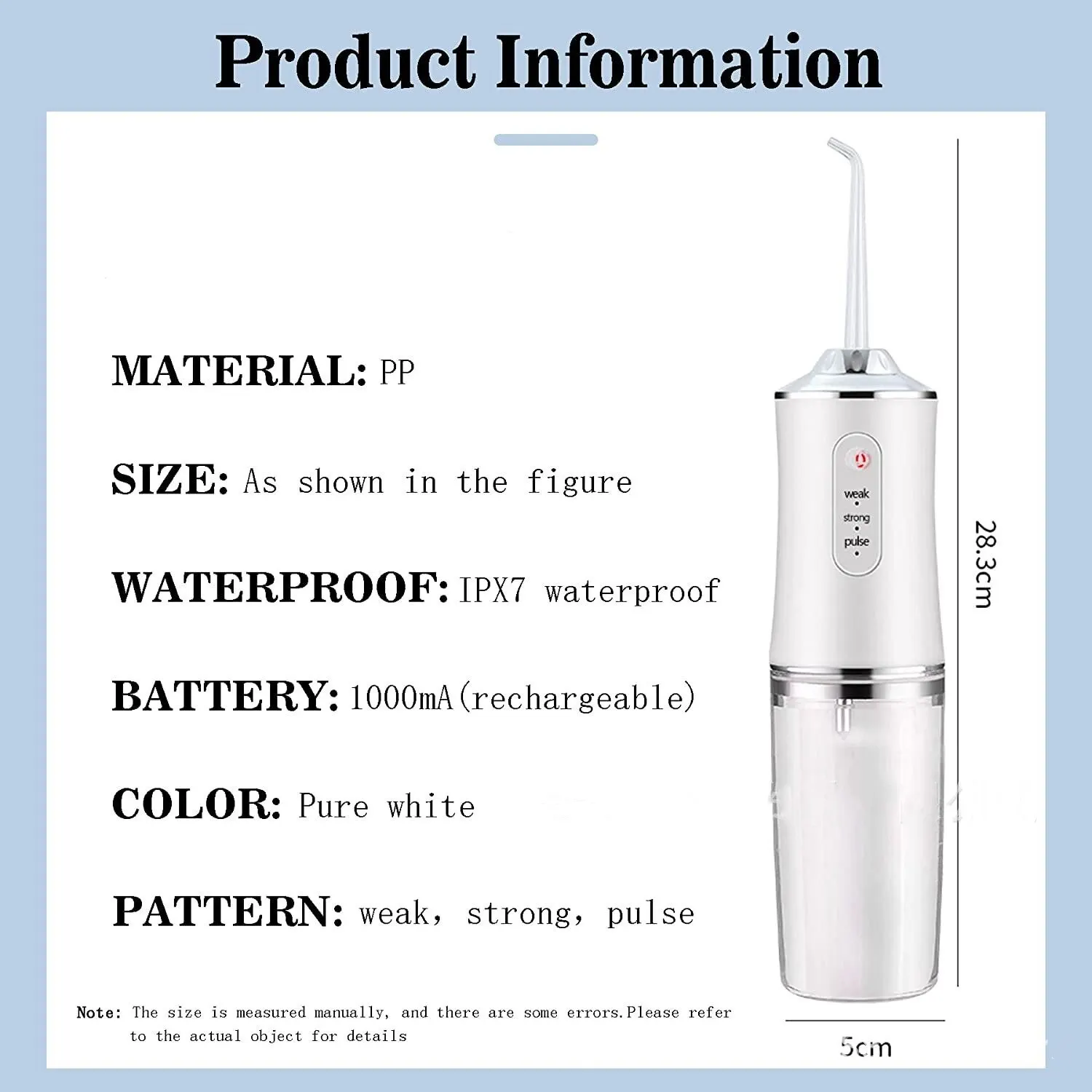 Dental cleaner portable cordless oral irrigator 3 modes waterproof rechargeable with 4 nozzles