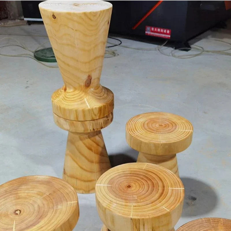 solid wood small wooden stool Creative geometric stools Lovely living room round seat Chinese style homestay hotel decorations
