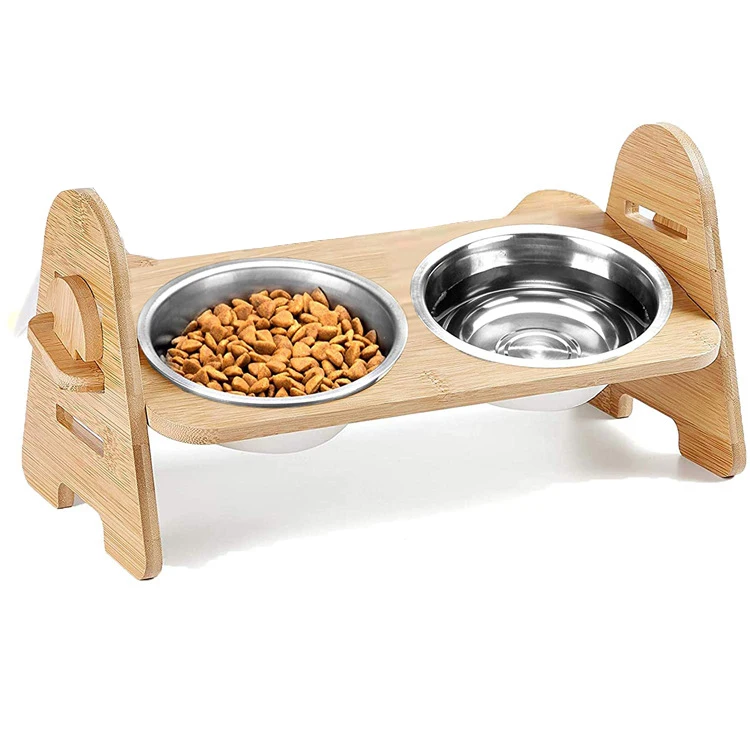 Slanted Raised Pet Food Water Feeder Bowl Small Dogs Cat French Bulldog