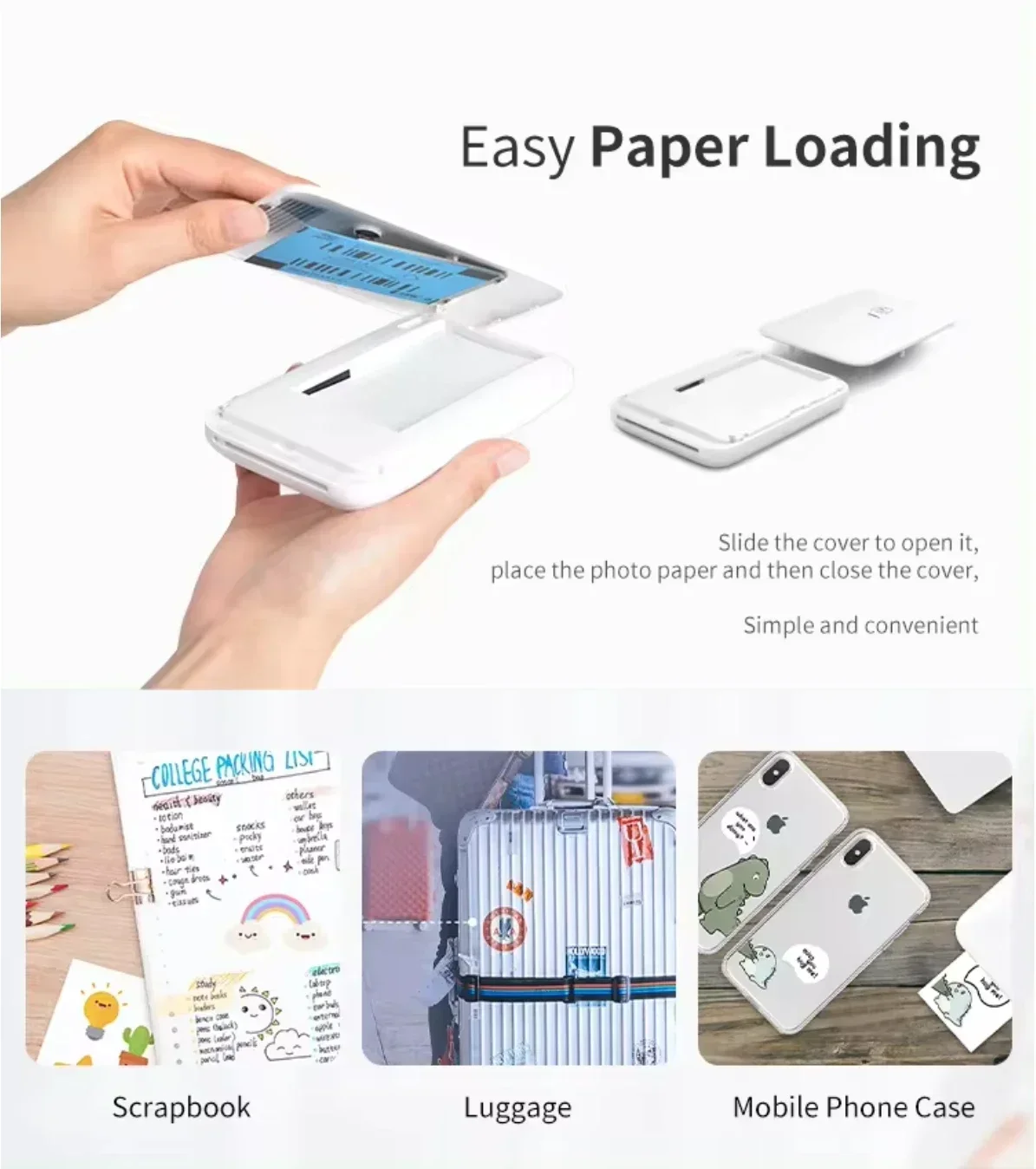 GlowMartHPRT HanYin Color Photo Printer Portable Mobile Phone Mini BT Handheld Pocket ID Photo Printing Machine