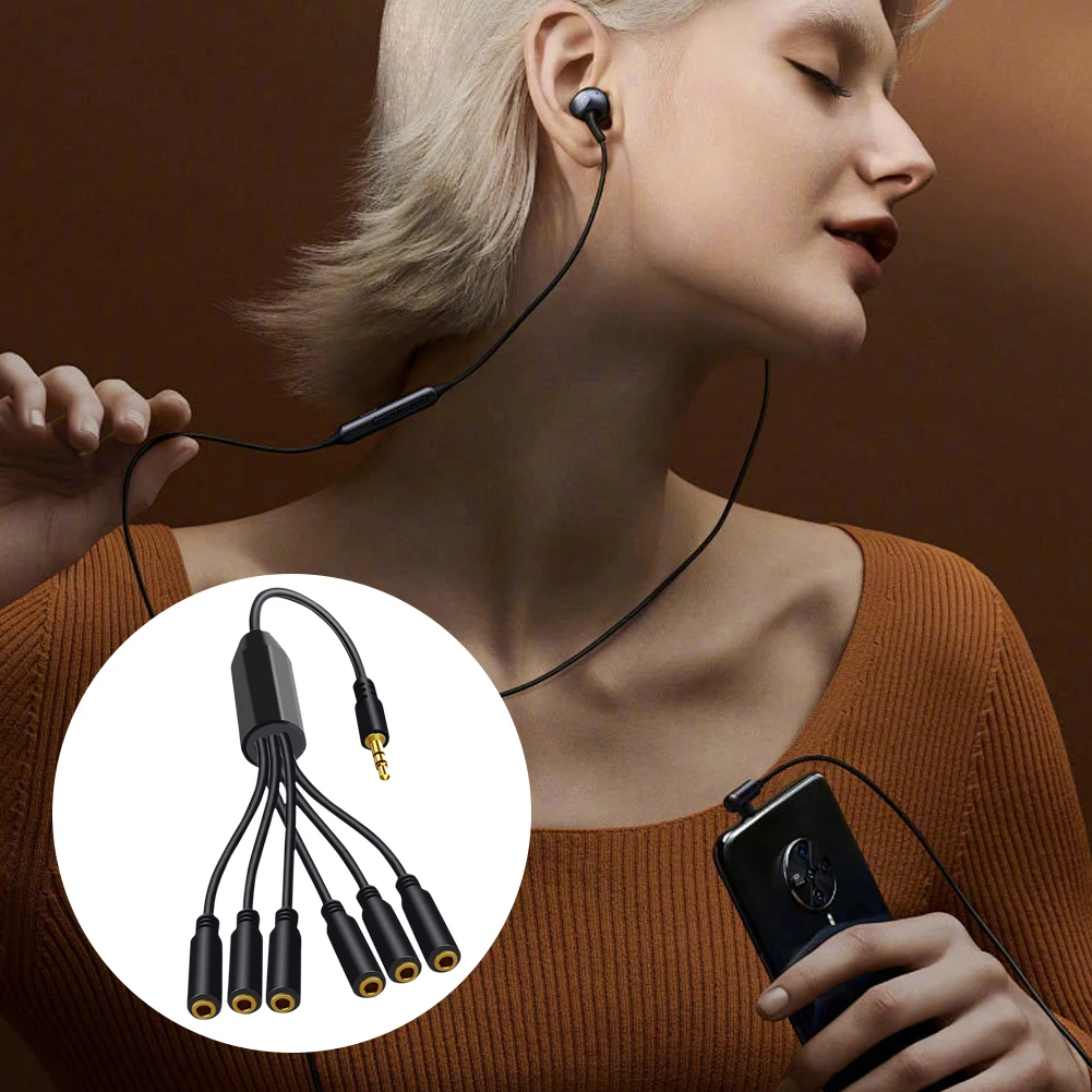 이어폰 헤드셋 스피커용 Aux 스플리터 케이블, 스테레오 스플리터 오디오 케이블, 3.5mm 스플리터 익스텐션 코드, 1-5/6 웨이, 3.5mm