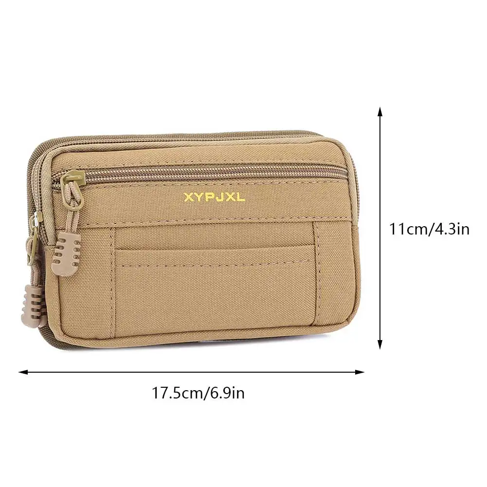Multi Layer Men Phone Pouch Belt Waist Bag Fanny Pack Canvas Purse Mobile Phone Bag Small Pocket Design Belt Pouch Bag for Phone