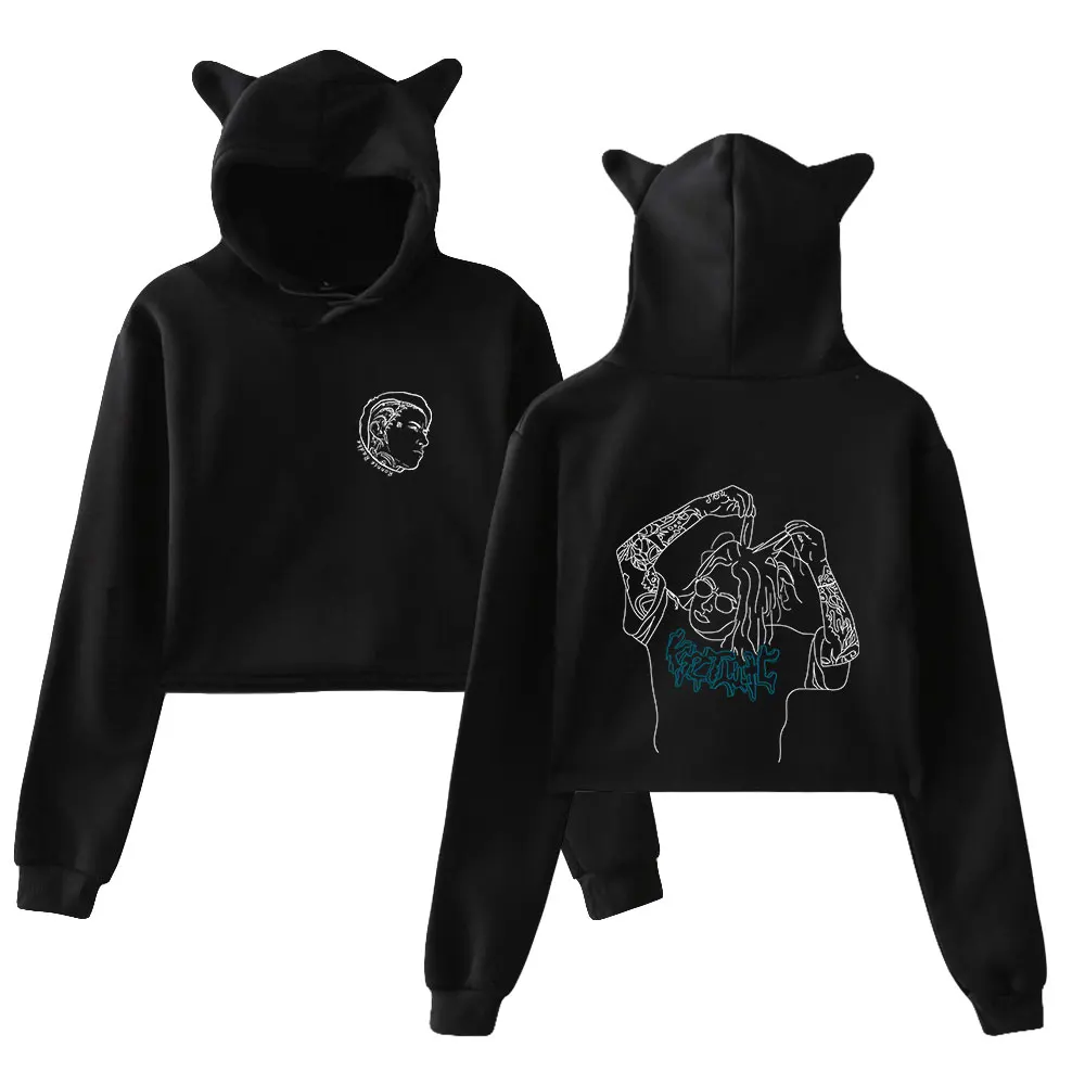 Ronnie Radke Hoodie Sweatshirts Crop top Hoodie Pullovers Printing Singer for Girls Cat Ear Youth Streetwear Clothes