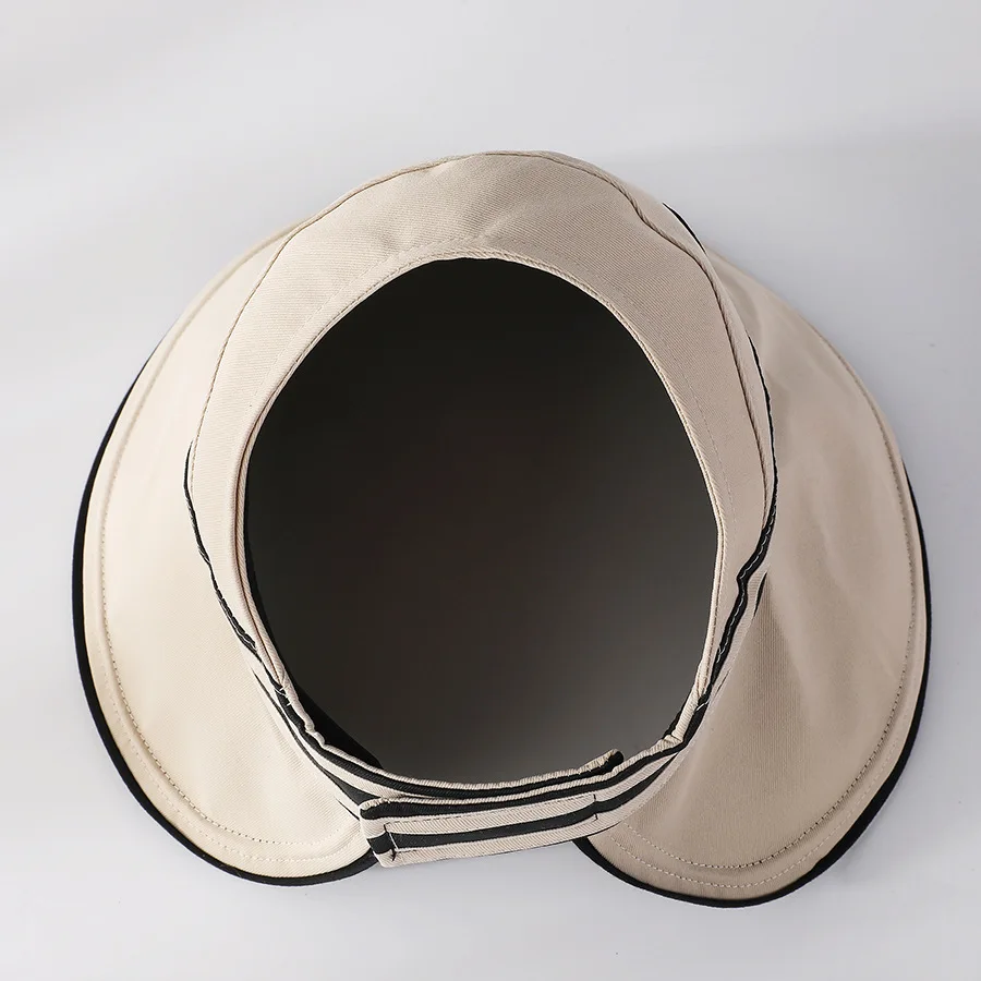 UPF50 + Sun Protection Vinyl Large Brim Striped Hollow Hat Ladies Outdoor UV Folding Sun Hat Beach Vacation