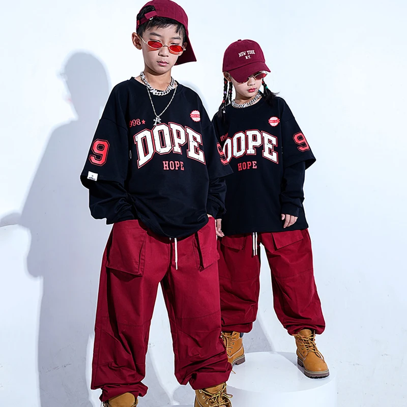 

Children'S Jazz Dance Costumes Girls Loose Sweaters Hiphop Pants Boys Ballroom Hip Hop Dancing Clothes Street Dance Wear DQS5555