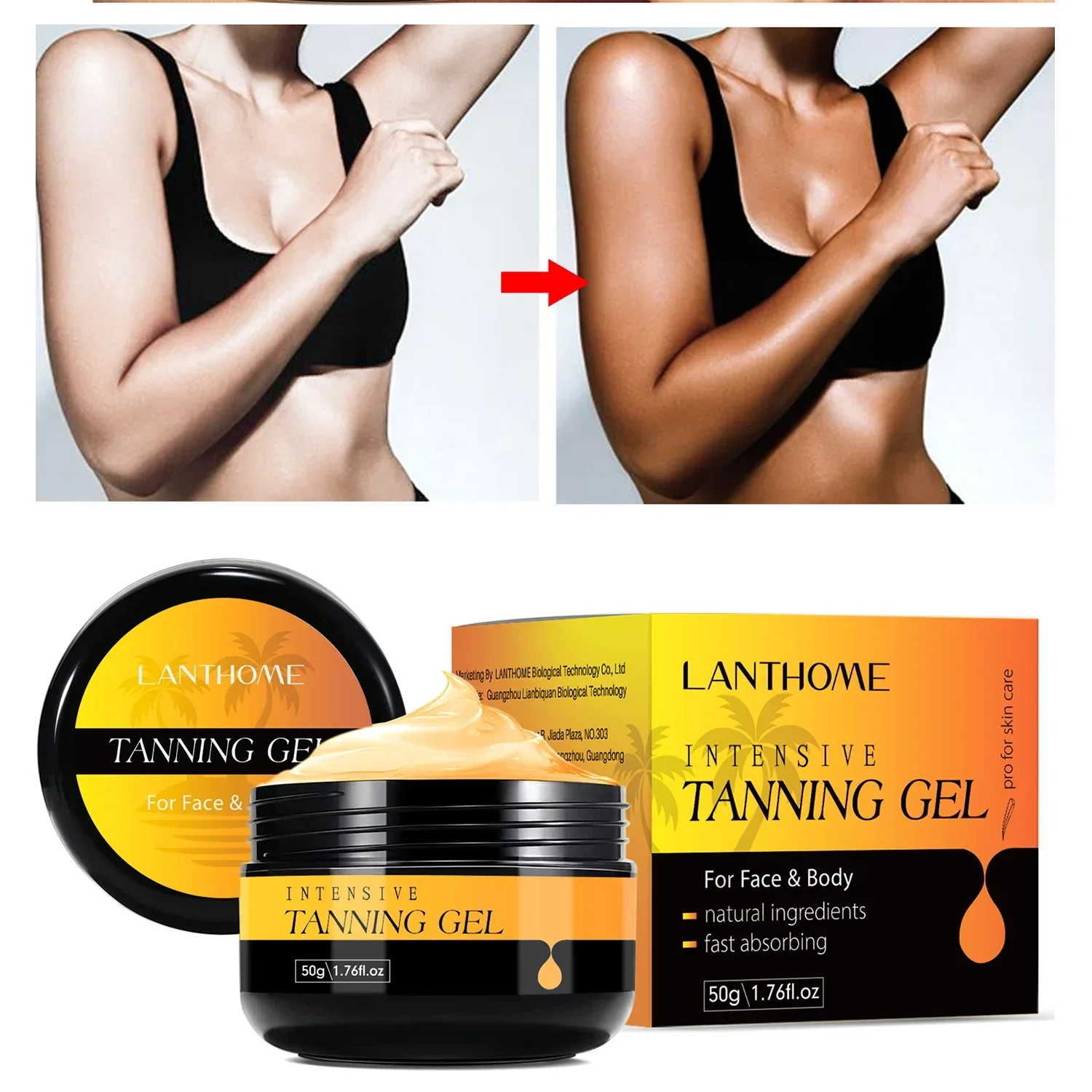 50g Natural Tanning Gel Cream for Face and Body