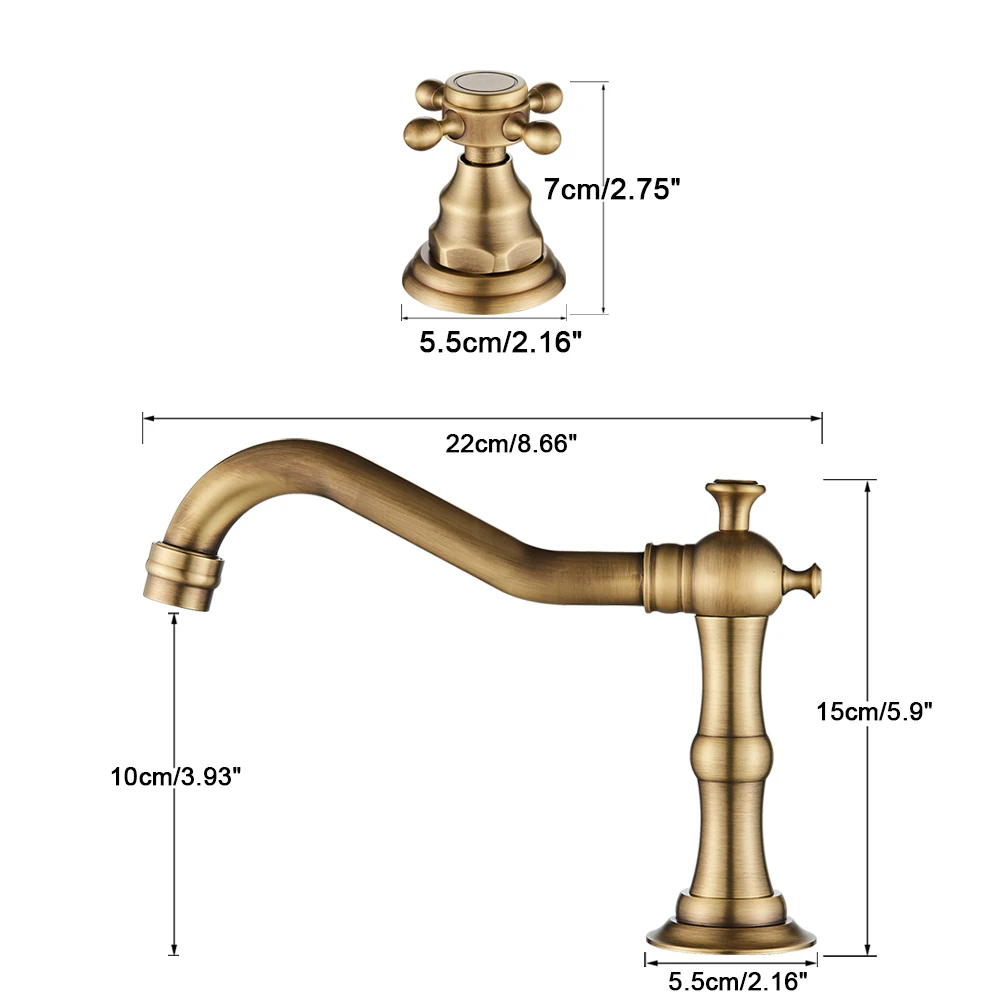 Uythner Black Basin Faucet Dual Handles Bathroom Tub Faucet Deck Mounted Hot and Cold Water Mixer Basin Tap Widespread 3 Holes 5