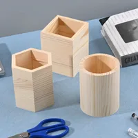 Wooden stationery storage box for pens, pencil cases, office pen holders, makeup brush containers, stationery supplies, 4