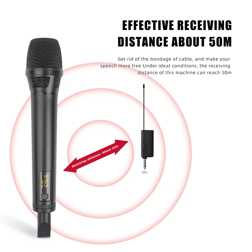 Universal Wireless Handheld Microphone UHF Intelligent Dynamic Mic LED Display For Conference Live Performance