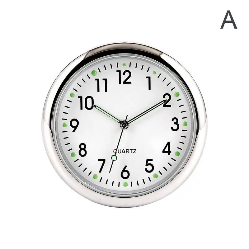 Horloge analogique à coller pour voiture, mini horloge lumineuse pour  tableau de bord, bateau, vélo, maison (White)