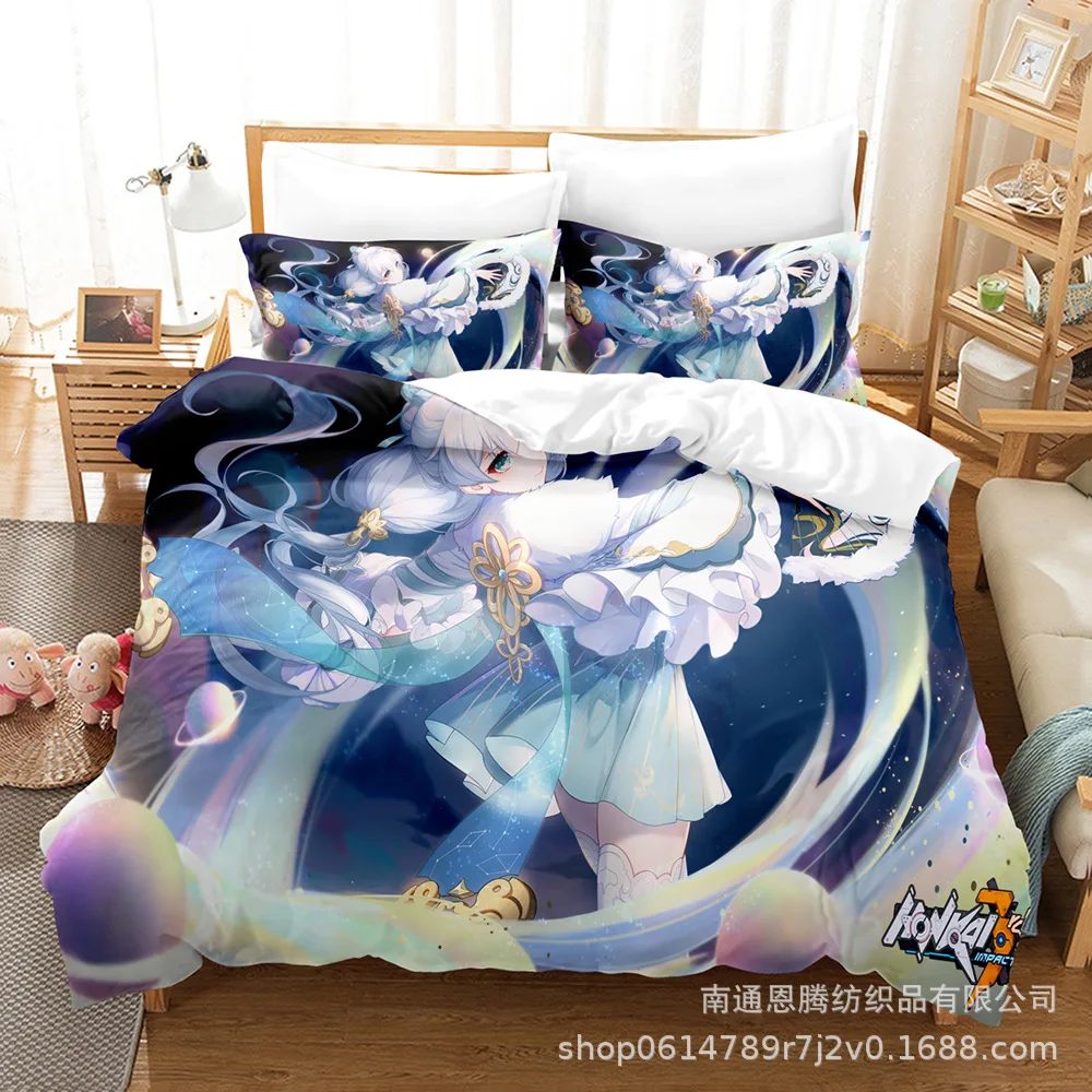 Honkai Impact 3 Bedding Set Single Twin Full Queen King Size Kawaii Girl Bed Set Aldult Kid Bedroom Duvetcover Sets 3D Print 019