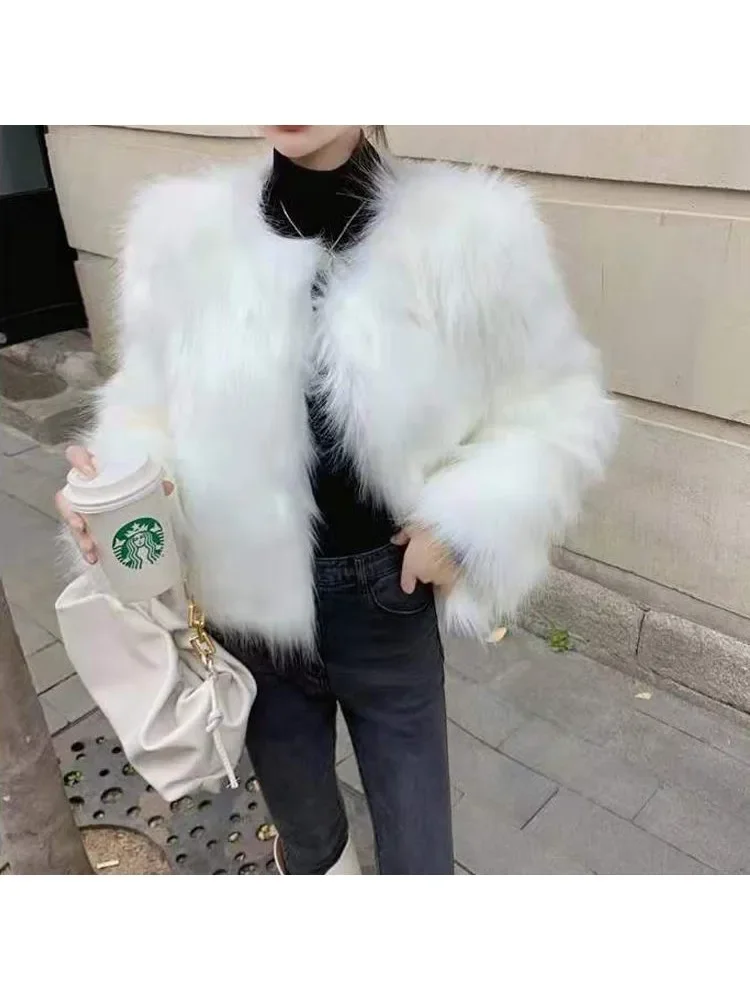 Woman Clothing New Autumn and Winter Fashionable Imitation Fox Fur Coat for Women Short Korean Style Slim Coat Trendy Fur Coat