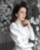 LORIE Ivory Satin Wedding Dresses A Line Long Sleeve Square Neck Bride Dress Elegant Classic Modest Bride Wedding Gowns 2