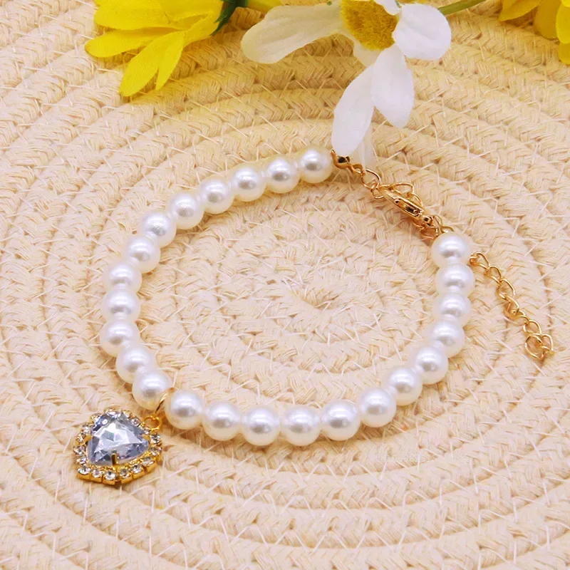 Pet Pearl Collar Dog Princess Necklace Cat Jewelry Cute Collar Puppy Accessories Dog Kitten Chain Chihuahua Wedding Jewelry Gift 6