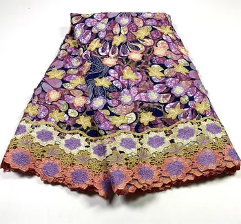 New High Quality Wax Guipure Embroidery African Wax Lace Fabric 2026 Blue French Ankara Lace For Women Ankara For Sew 1