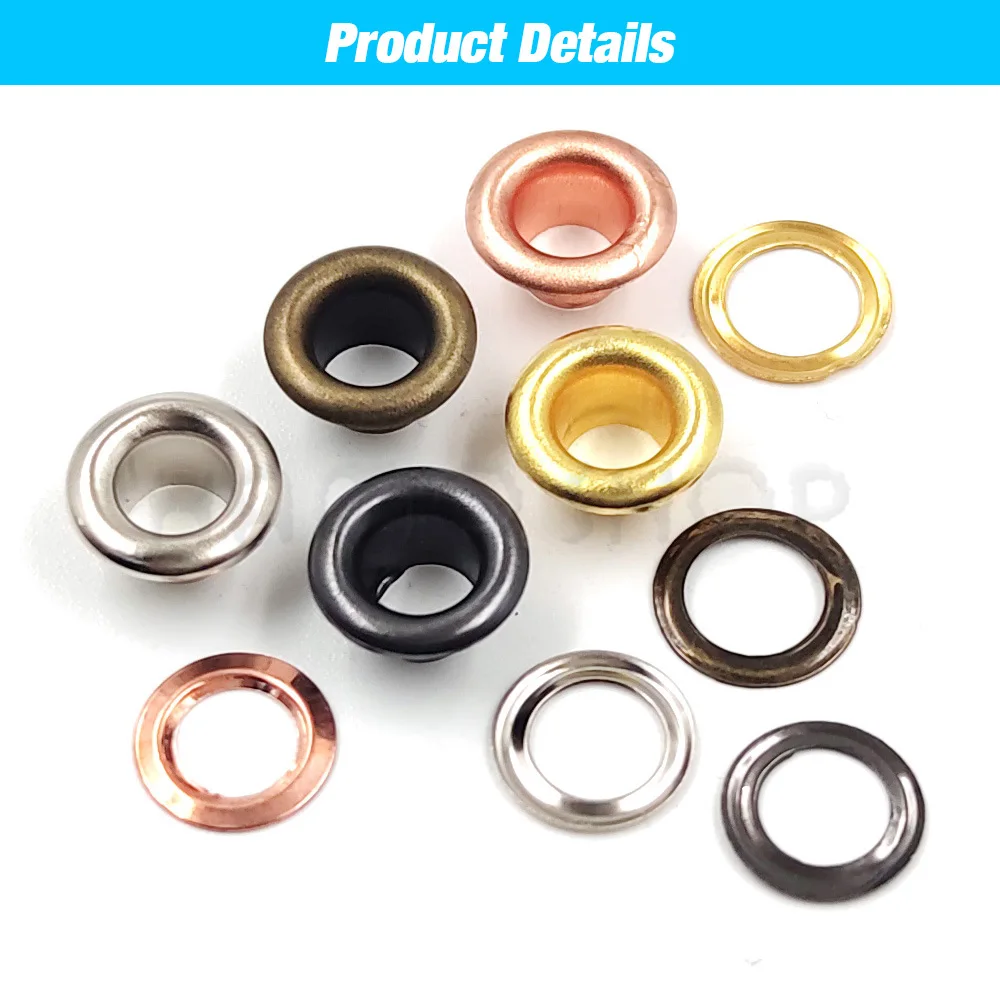 Eyelet Grommet Ring Kit 4mm Metal Rings With Washer Punch Tool 100 Sets