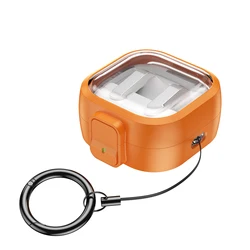 Transparent Shockproof Safety Lock Hard Case for Galaxy Buds Pro 4 Earphones (Orange)