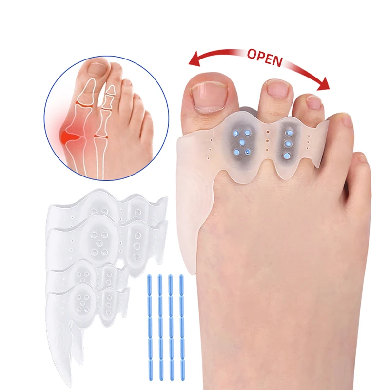 Toe Separator Bunion Corrector 2pcs Foot Care Toe Spacer Bunion Pad Big Toe Separator Protector Thumb Valgus Correction Relief Feet Pain Foot Bone Adjuster
