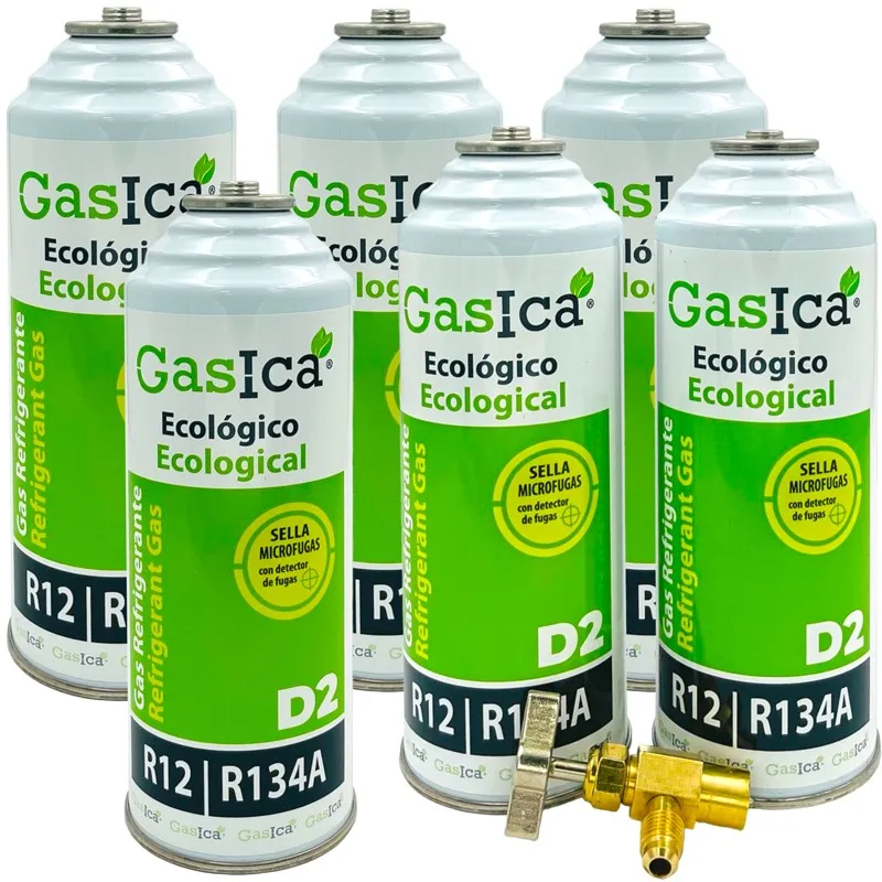 Pack 6 Bottiglie Gas Refrigerante D2 - R12-R134A + Chiave Di Servizio