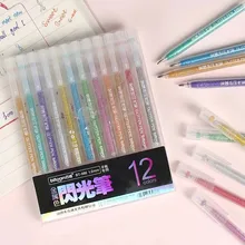 

12pcs/set 1.0mm Highlighter Diy Album Scrapbooking Marker Glitter for Drawing Painting Doodling Student Cute Stationery Supplies