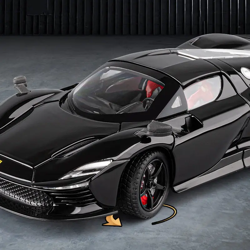 1:24 SP3 데이토나 합금 스포츠카 모델 다이캐스트 금속 레이싱 차량 자동차 모델 사운드 라이트 시뮬레이션 컬렉션 어린이 장난감 선물