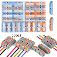 Lever Wire Connectors 50-Piece Inline Wire Connectors kit for Quick Connect Push in Compact Splicing Electrical Connectors