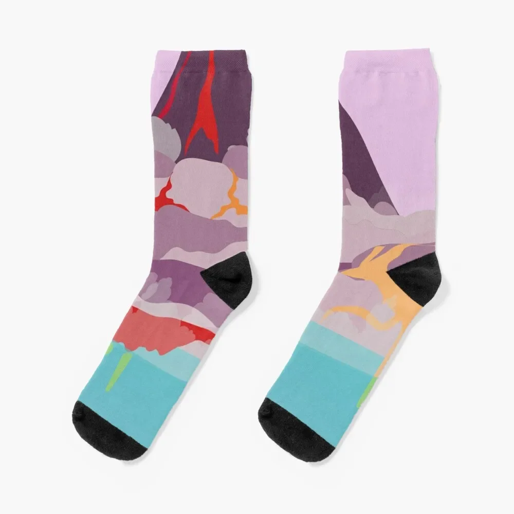 

Volcanic eruption Socks Hiking boots Novelties FASHION Luxury Woman Socks Men's